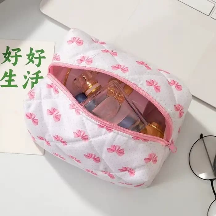 Sac à cosmétiques rose avec fermeture éclair