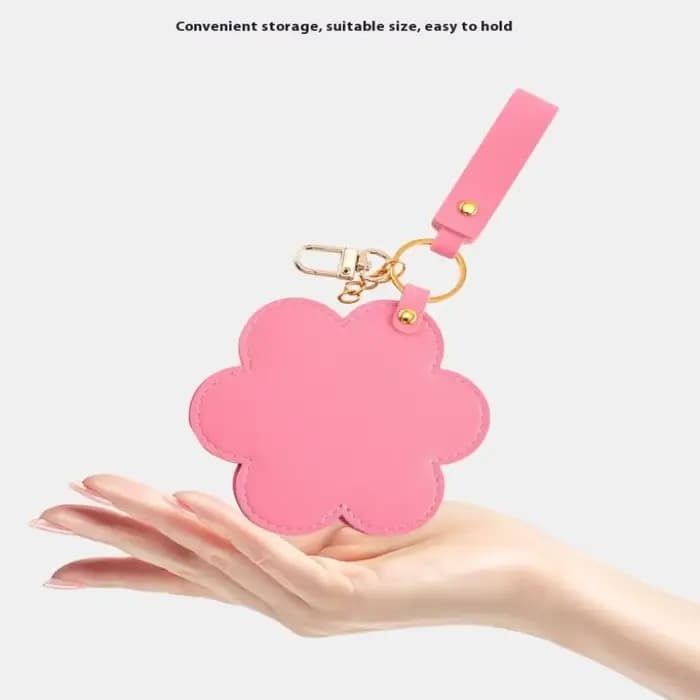 Miroir de maquillage en forme de fleur en cuir PU