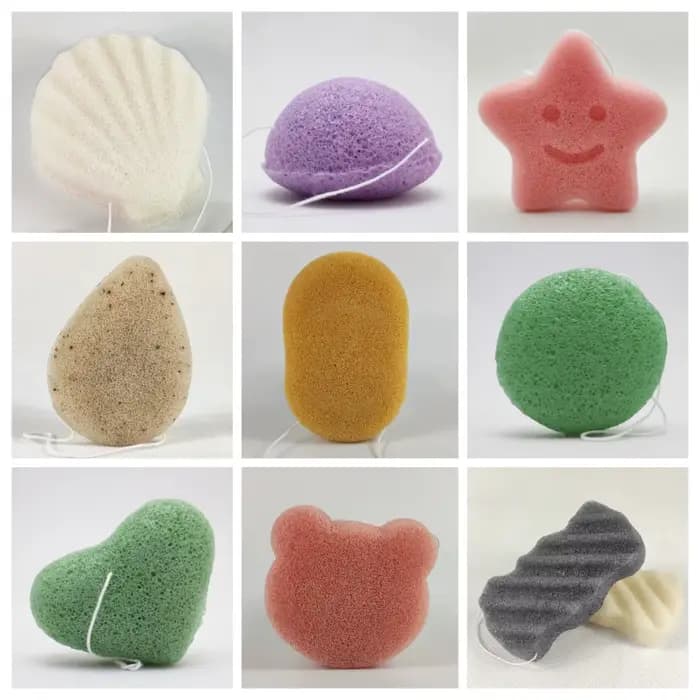 Lot de 7 éponges nettoyantes faciales en konjac naturel