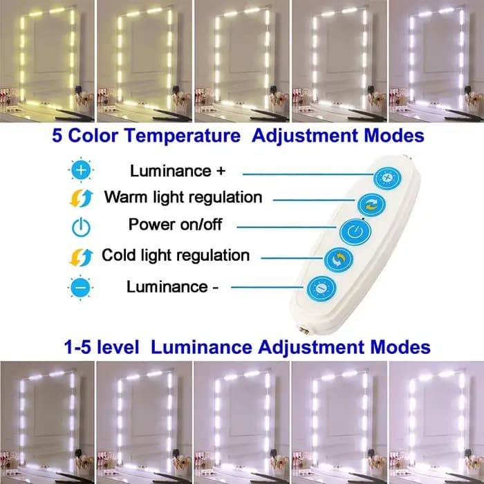Miroir de maquillage ampoule LED lumières de vanité USB 5V salle de bain coiffeuse éclairage réglable 5 couleurs Hollywood LED lumière de vanité