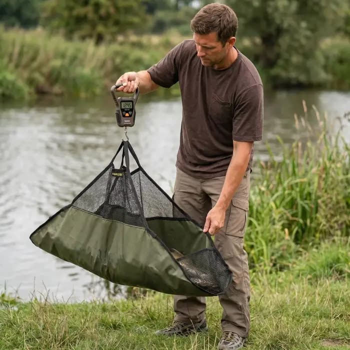 Sac de pesée Hirisi pour poisson, tapis de débarquement, protection pour balance numérique, souple et portable, accessoires de pêche à la carpe et à la pêche au vif