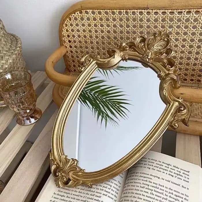 Miroir de maquillage vintage français avec cadre en résine
