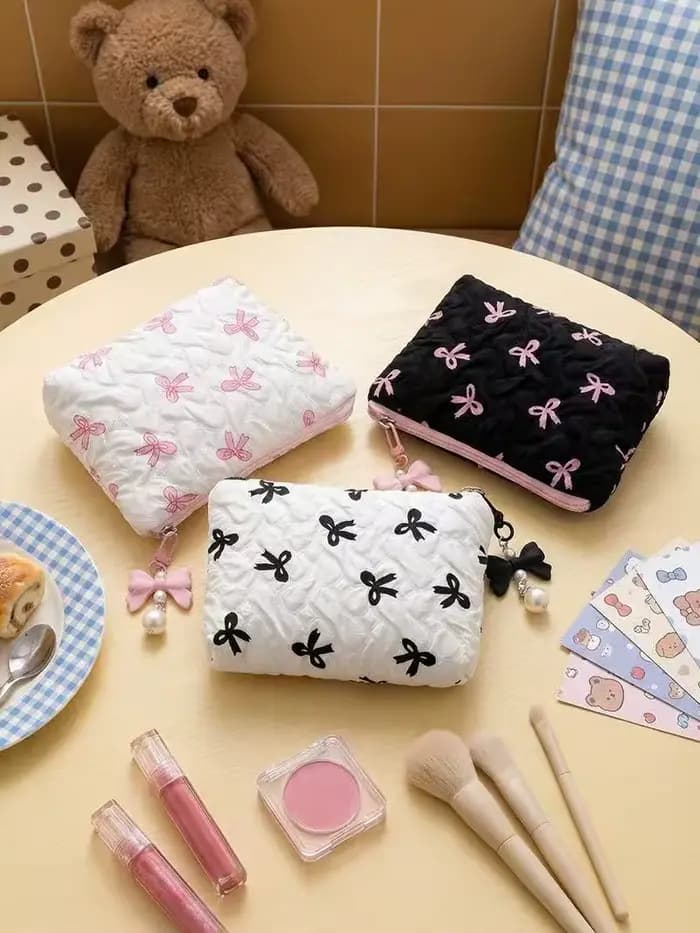 Pochette à maquillage en coton pour femmes