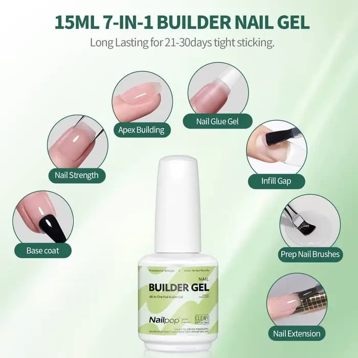 Nailpop constructeur Gel à ongles 4 couleurs couche de Base renforcement épaississement Extension strass colle Gel vernis brosse en bouteille 15ml