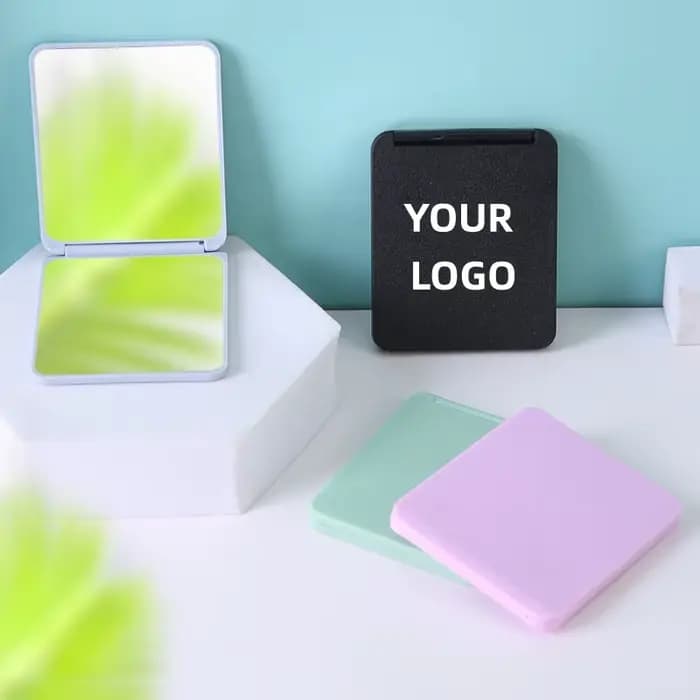 【Logo personnalisé】 50 pièces miroir carré givré Double face violet/noir