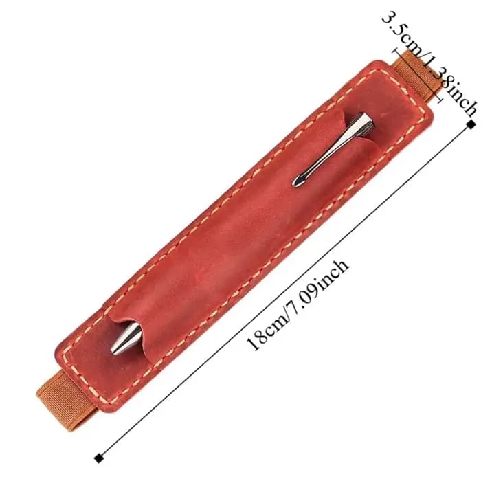 Sac à crayons en cuir, housse de protection à bande élastique