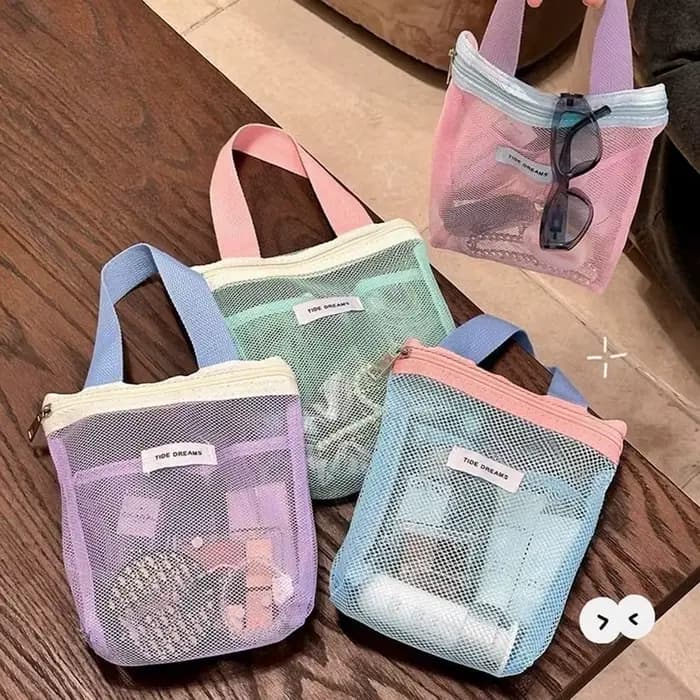 Sac de toilette portable en maille transparente