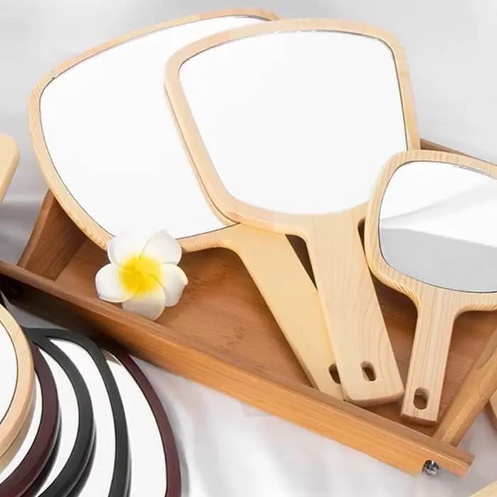 Miroir rond portatif en bois pour Salon de beauté