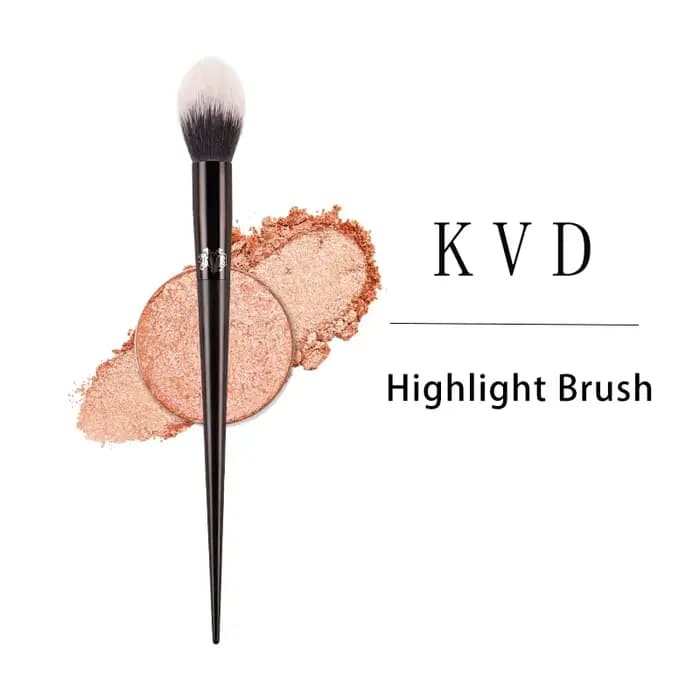 Kat Von D-pinceau de maquillage 04 pinceau à reflets cheveux en fibres douces élégant manche noir pinceaux