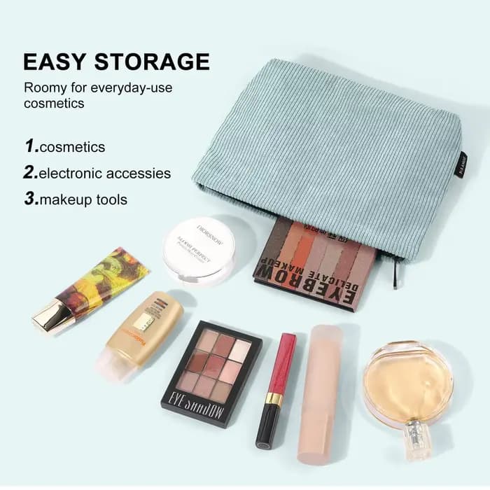 Sac à cosmétiques de voyage en velours côtelé pour maquillage