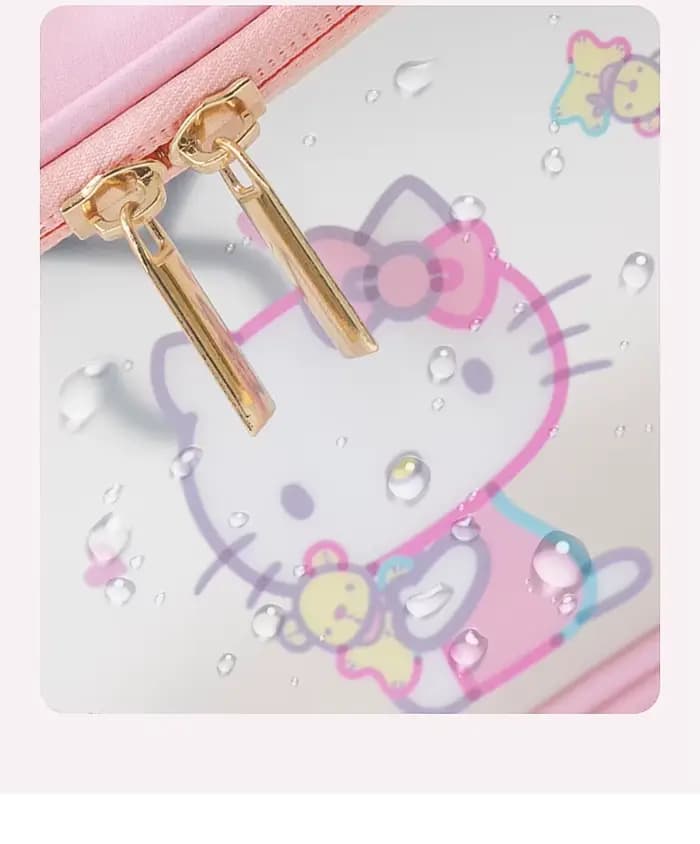 Sac à cosmétiques en cuir PU Sanrio | Hello Kitty Kuromi My Melody | Sac de toilette de voyage grande capacité |