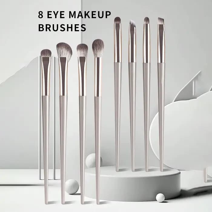 Ensemble de pinceaux de maquillage pour les yeux portables Champagne Silver