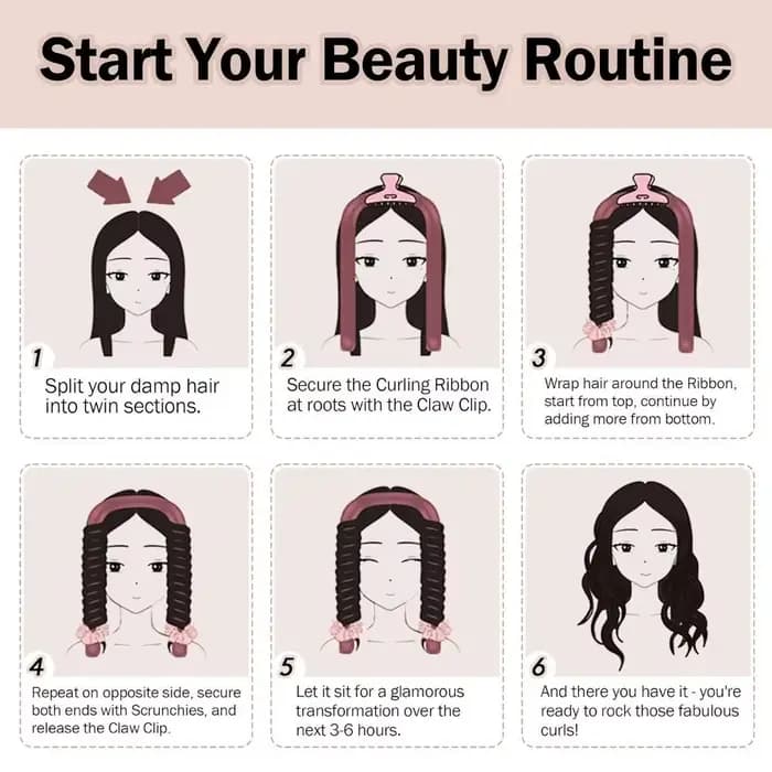 Kit de coiffure 4/12 pièces : Bigoudis en soie sans chaleur avec masque de nuit et bonnet de douche pour femmes et