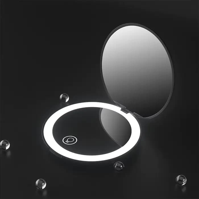 Miroir Compact petit Mini joueur avec lumière LED miroirs de poche lumineux pour femmes avec grossissement 10x et rechargeabilité