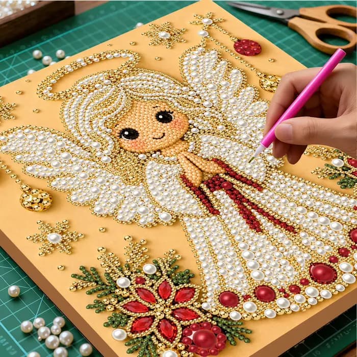 Kit d'art de peinture au diamant et perles DIY pour Noël avec cadre, artisanat d'art en perles de Noël pour la décoration murale de la maison pour adultes débutants