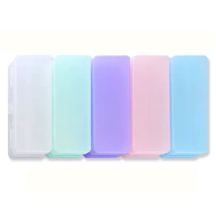 Étui à crayons transparent en plastique, boîte de rangement Macaron, boîte à crayons à double couche, anti-poussière, grande capacité, simple, papeterie