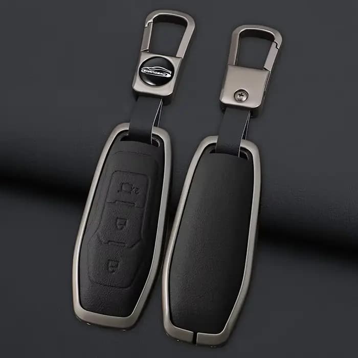 Ceyes Auto Fob télécommande intelligente 3 4 coque de couverture en Fiber de carbone accessoires de style de voiture étui pour clé pour Ford Focus Mondeo Explorer Mustang
