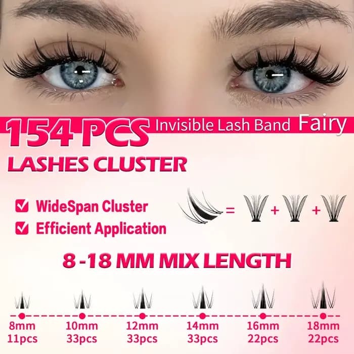 RITALASH 154 pièces D Curl Cluster Kit de cils