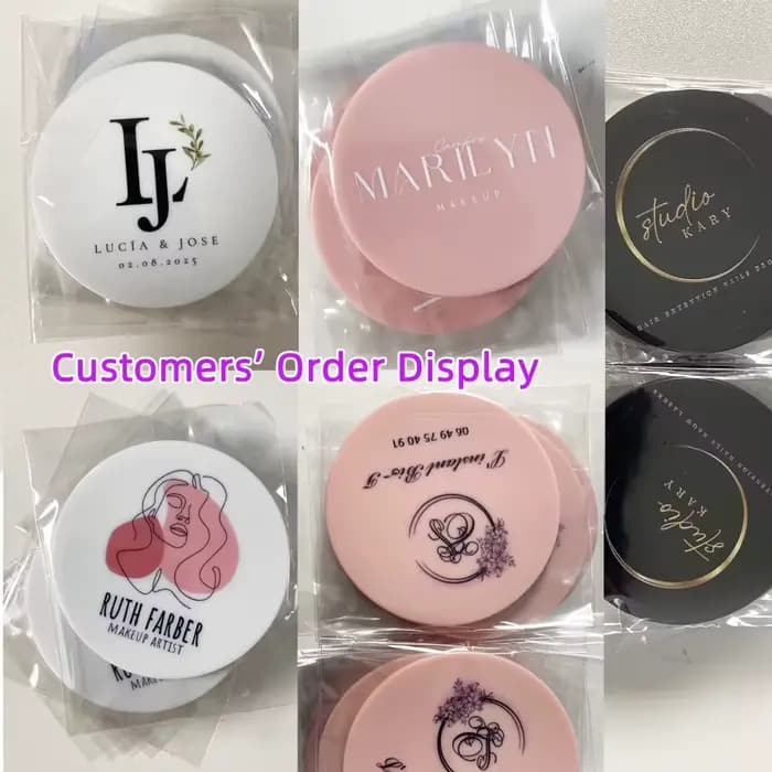 Gros petit miroir rond Logo personnalisé rouge rose blanc noir