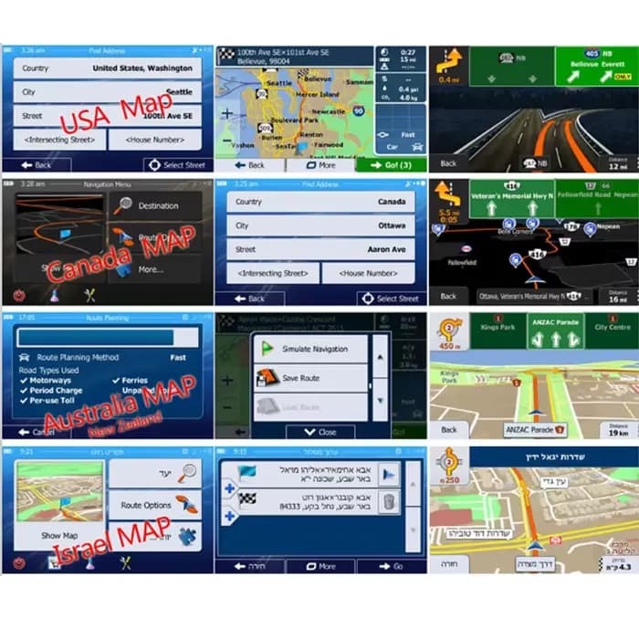 Accessoires GPS 16G cartes gps carte sd 2024 dernière carte pour WinCE voiture carte de navigation gps Europe/russie/états-unis/CA/AU/israël carte gps de voiture