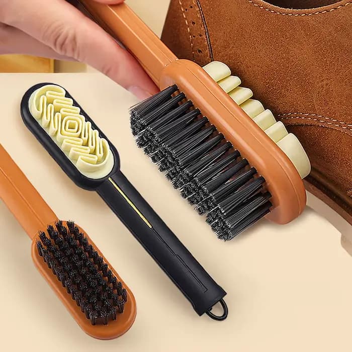 Brosse de nettoyage en daim à manche Long à 2 côtés, brosse à chaussures, nettoyeur de baskets, chaussures, anti-taches, poussière, bottes, brosse en caoutchouc