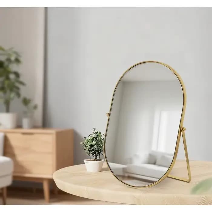 Miroir cosmétique portable pliable ovale de style INS pour chambre