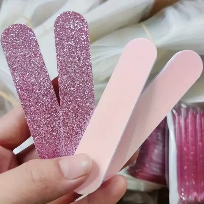 Kit de soins des ongles à paillettes roses