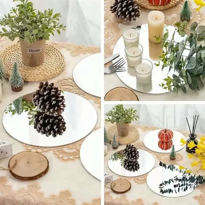 Miroirs ronds en acrylique de 8 pouces, centres de Table de mariage, assiettes à bougies circulaires, plateaux de miroir de décoration murale pour événements, 10 pièces