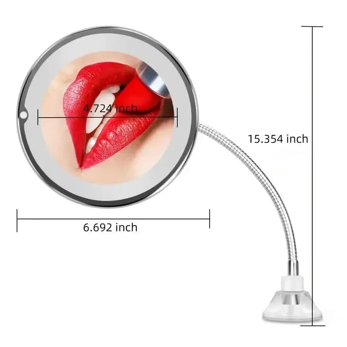 Miroir de maquillage éclairé par LED col de cygne 6.8 "10x grossissant