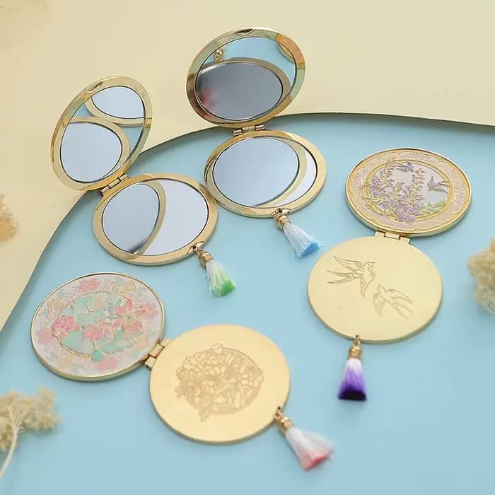 Miroir de maquillage en métal artisanal de Style chinois