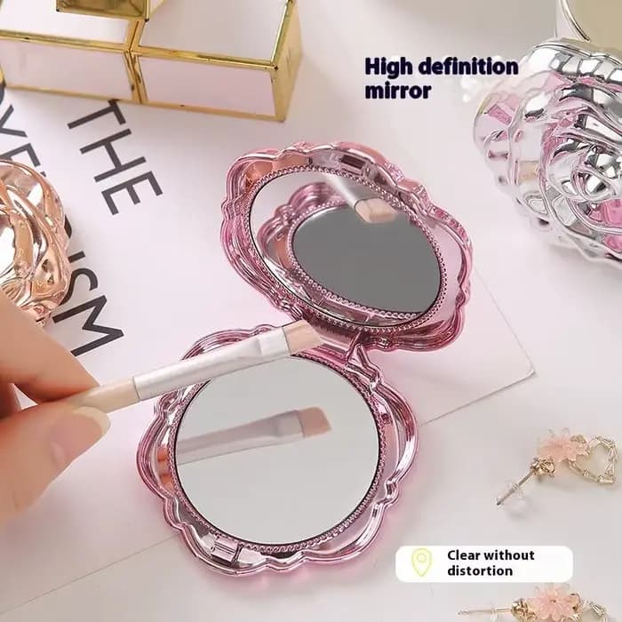 Mini miroir Portable rétro fleur de Rose