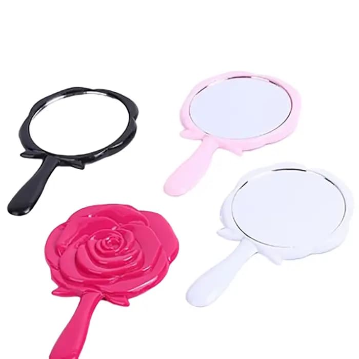 Miroir de courtoisie à main Vintage Rose