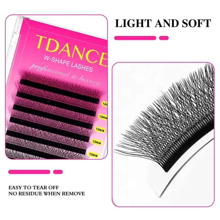 TDANCE 3D 4D 5D 6D ventilateurs préfabriqués Extension de cils W Style Faux vison naturel doux floraison