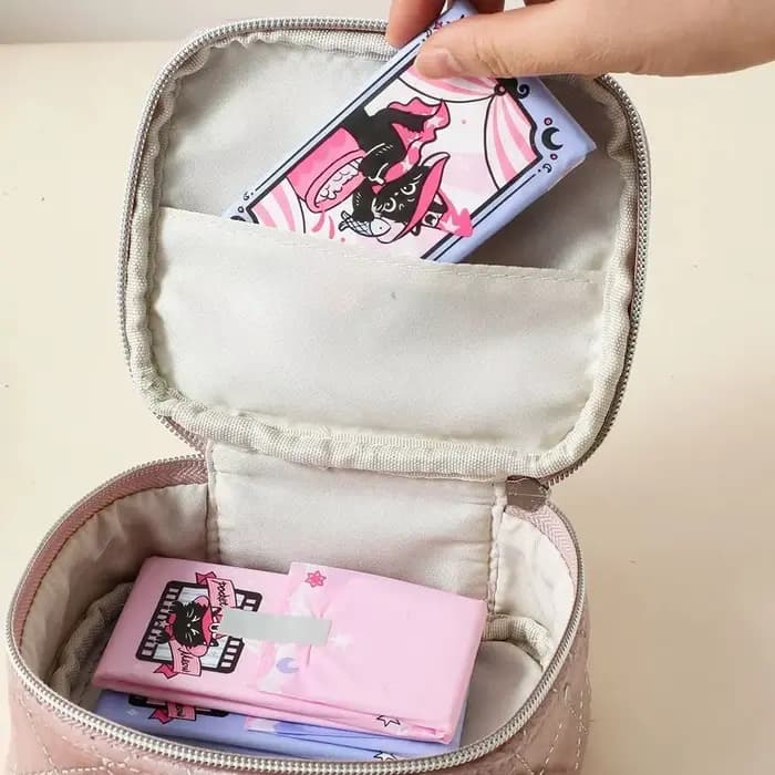 Sac de maquillage en velours mignon avec fermeture éclair