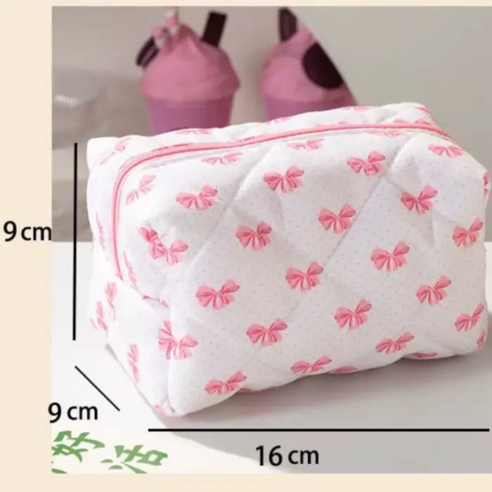 Sac à cosmétiques rose avec fermeture éclair