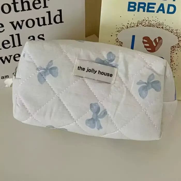 Trousse de maquillage grande capacité avec imprimé nœud