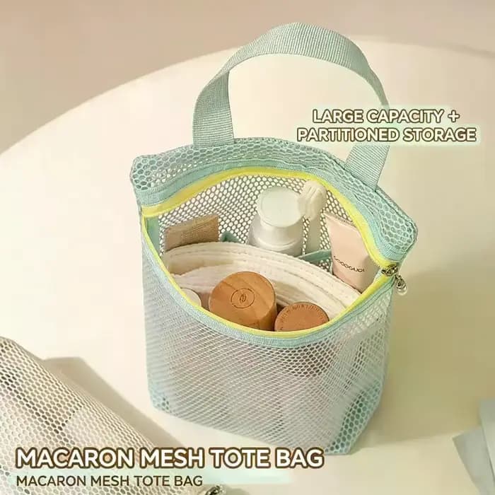 Trousse de toilette de voyage - Sac de rangement respirant en tissu maillé de grande capacité pour articles divers