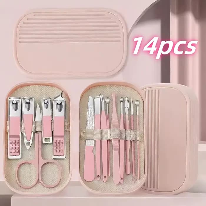 Kit de soin des ongles portable en acier inoxydable 14 en 1