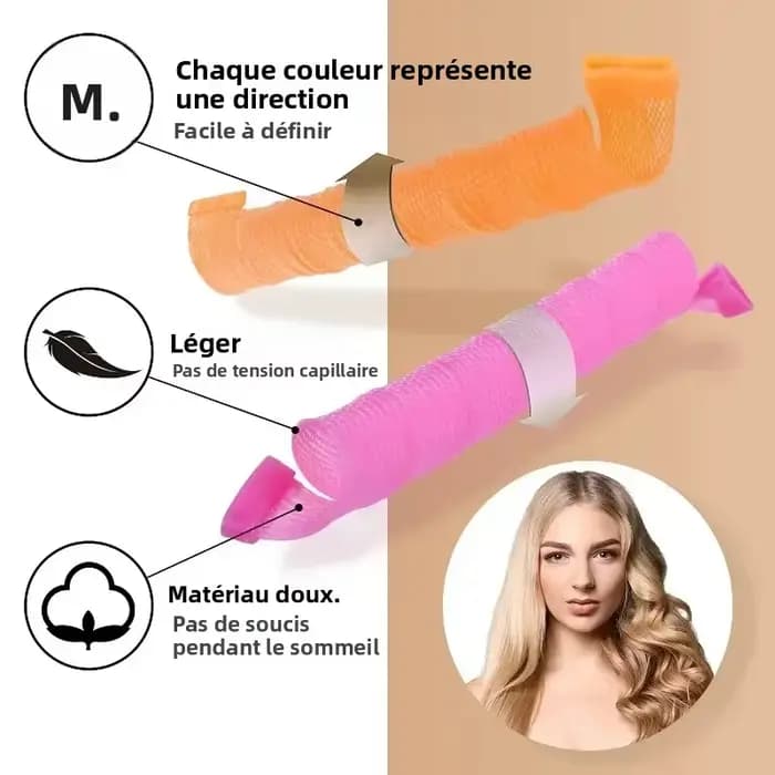 Rouleau à cheveux sans chaleur bigoudis en spirale boucles magiques
