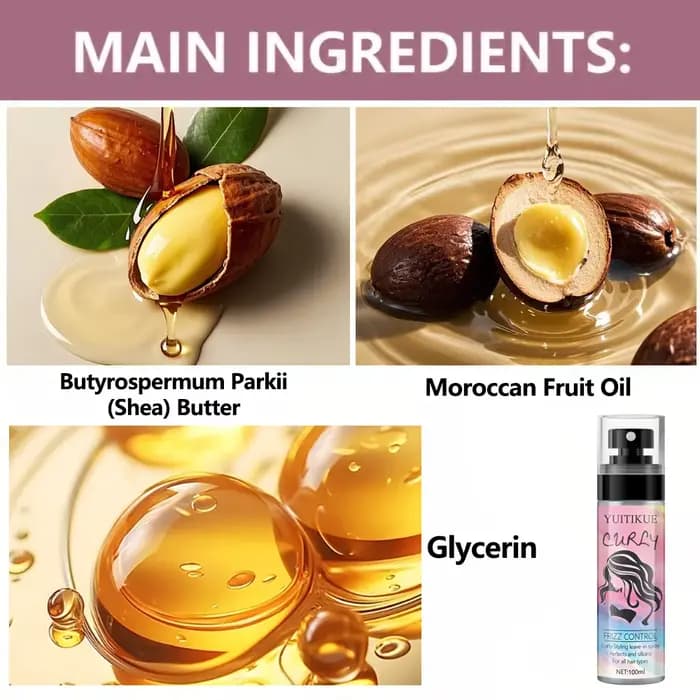 YUITIKUE Spray Coiffant Sans Rinçage pour Cheveux Bouclés - Anti-Frisottis
