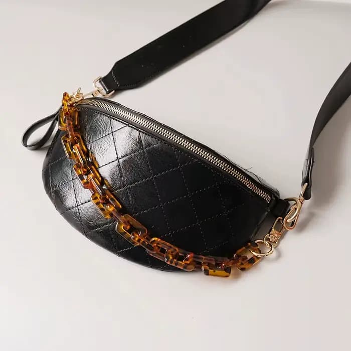 Nouvelle mode femme sac à main accessoire chaîne ambre léopard acrylique résine
