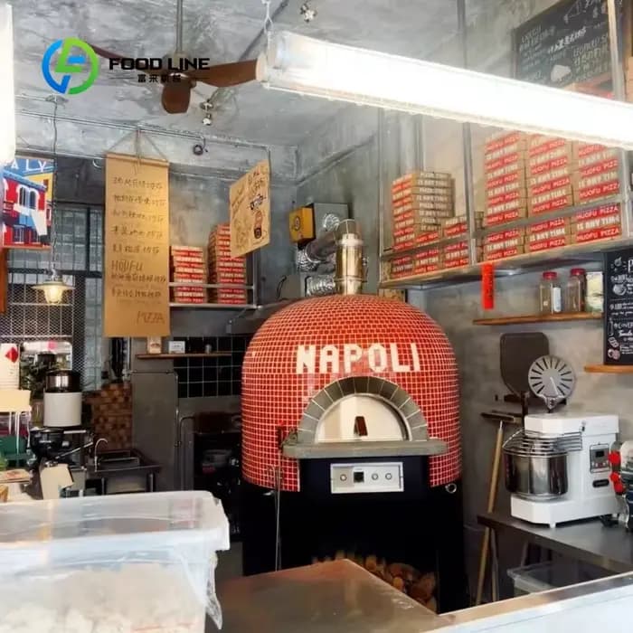 Four à pizza commercial personnalisable, grand format, style napolitain, en briques, 500 degrés, électrique, gaz, bois, pour boulangerie, en argile sur mesure
