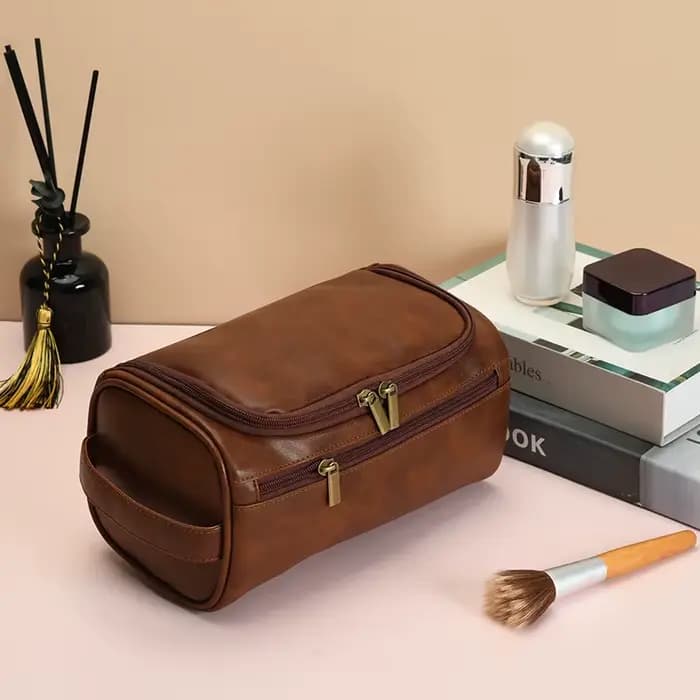 Trousse de toilette en cuir PU pour hommes et femmes