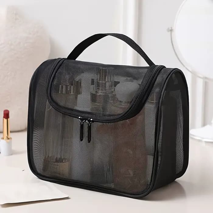 Sac cosmétique en maille de nylon transparente