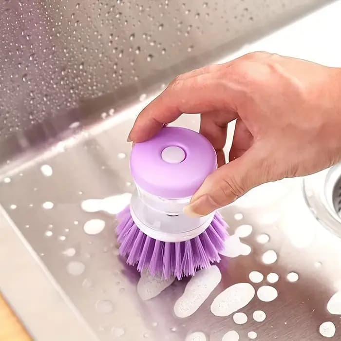 Brosse de nettoyage de cuisine portable avec poignée ergonomique - Poils de récurage doux, adaptée aux vaisselles, aux casseroles et à une utilisation en extérieur