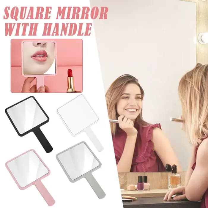 Miroir de maquillage carré compact avec poignée