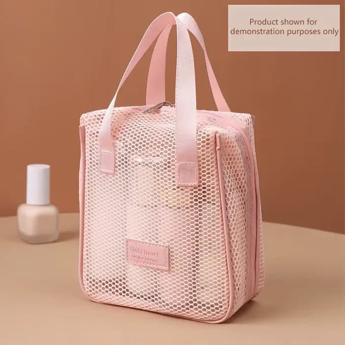 Sac de rangement en maille pour maquillage et articles de toilette