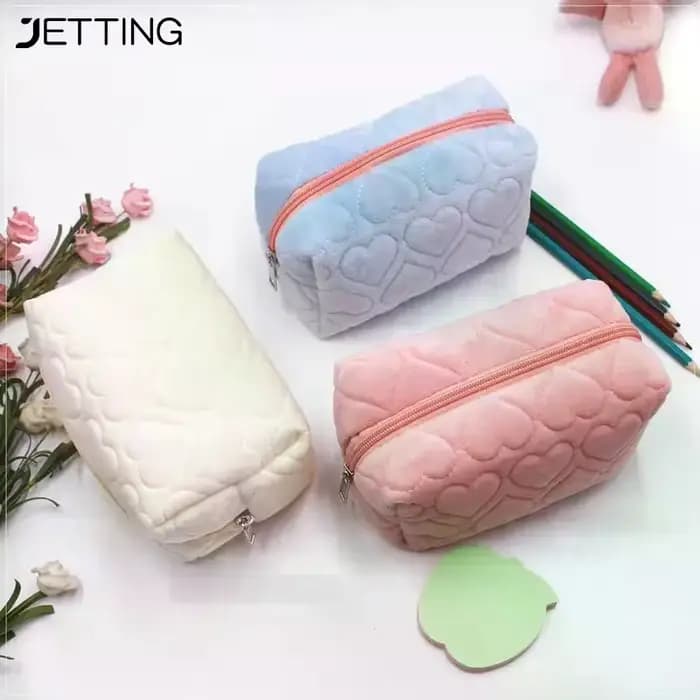 Sac de maquillage en peluche à motif d'amour pour femmes