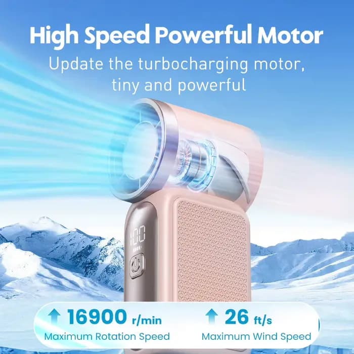 Mini ventilateur portatif 3600mAh, ventilateur turbo de poche haute vitesse pour les voyages en plein air