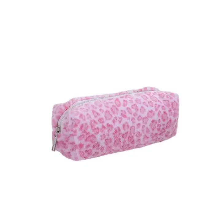 Sac à stylos souple à motif imprimé léopard